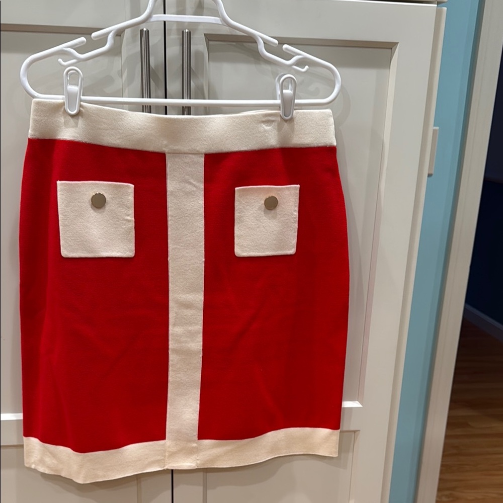 Anne Klein Red and White Pencil Skirt Mini Work